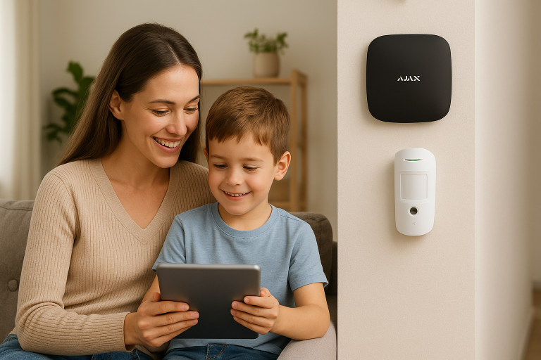 Familia protegida con alarma Ajax