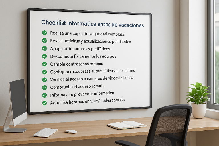 Checklist informática antes de vacaciones: 10 pasos para dejar tu empresa protegida