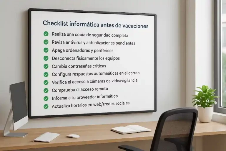 Checklist informática antes de vacaciones: 10 pasos para dejar tu empresa protegida