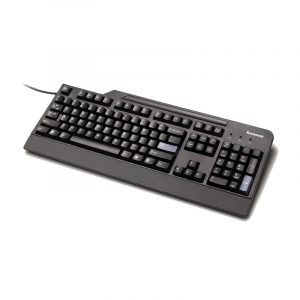 Teclado Lenovo con conexión USB de color negro.
